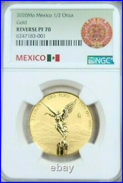 2020 Mexico 1/2 Onza Gold Libertad Ngc Reverse Pf 70 Rare Only 250 Minted