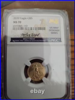 2020 Ngc Ms70 5.00 Gold Coin Signed Miley Frost