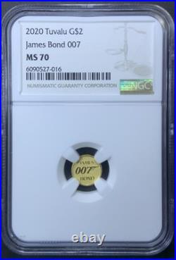 2020 Tuvalu Gold $2 James Bond 007 NGC MS70 Clever Secret Agent Logo 007 2020 Tuvalu Gold $2 James Bond 007 NGC MS70 Clever Secret Agent Logo 007