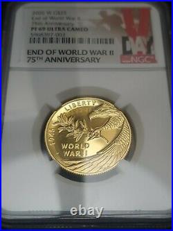 2020 W End of World War II 75th Anniversary 1/2 OZ 24-Karat Gold Coin NGC PF69