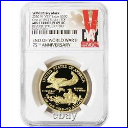 2020-W Proof $50 American Gold Eagle V75 WWII 75th NGC PF69UC FDI V-Day Label M
