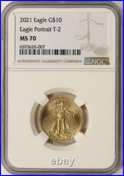 2021 $10 Type 2 Gold American Eagle NGC MS70 1/4oz