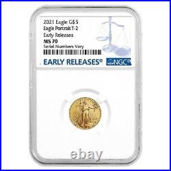 2021 1/10 oz Gold American Eagle Type 2 NGC MS 70 Early Releases