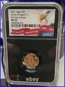 2021 1/10 oz gold eagle type 1 MS70 NGC First Day of Issue