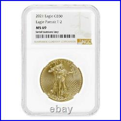 2021 1 oz Gold American Eagle Type 2 NGC MS 69