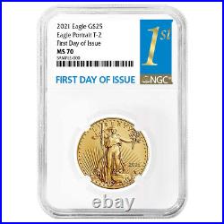 2021 $25 Type 2 American Gold Eagle 1/2 oz NGC MS70 FDI First Label