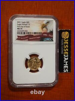 2021 $5 American Gold Eagle Ngc Ms70 Type 2 First Day Of Issue Bald Eagle Label
