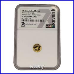 2021 $5 Cook Islands NGC PF70 Proof Cameo 1/2g. 999 Gold Pennsylvania Grouse 5B