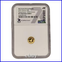 2021 $5 Cook Islands NGC PF70 Proof Cameo 1/2g. 999 Gold Pennsylvania Grouse 7A