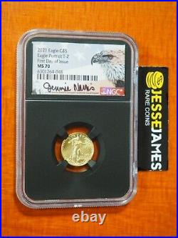 2021 $5 Gold Eagle Ngc Ms70 Type 2 First Day Of Issue Fdi Jennie Norris Signed