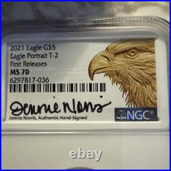 2021 $5 Gold Eagle T-2 First Releases NGC MS70 (Jennie Norris Hand Signed)