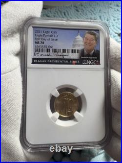 2021 $5 gold Eagle type II NGC MS70 Reagan Presidential Series