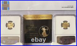 2021 American Eagle Gold PF 2-Coin Designer Set 1/10 oz NGC PF70 Signed COA 1319