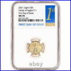 2021 American Gold Eagle 1/10 oz $5 NGC MS70 First Day of Issue 1st Label