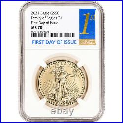 2021 American Gold Eagle 1 oz $50 NGC MS70 First Day of Issue 1st Label