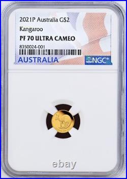 2021 Australia Mini Roo Kangaroo PROOF 9999 GOLD 0.5g $2 NGC PF70 Coin Flag Lb