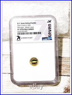 2021 Cook Island $5 U. S. State Animal Series Michigan, Brook Trout NGC PF70 UC
