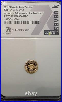 2021 Cook Island Gold Arizona Ridge-nosed Rattlesnake PF70 ULTRA CAMEO