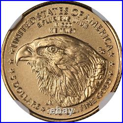 2021 Gold American Eagle $5 NGC MS70 Eagle Portrait Type 2 STOCK