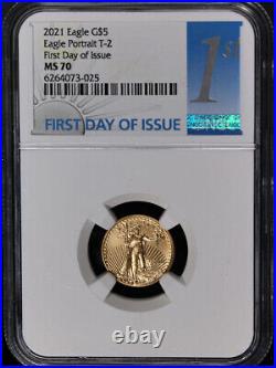 2021 Gold American Eagle $5 NGC MS70 Eagle Portrait Type 2 STOCK