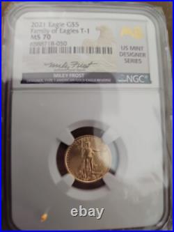 2021 Ngc Ms70 5.00 Gold Coin Signed Miley Frost