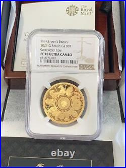 2021 Queen's Beast Completer Coin £ 100 1oz Gold Coin NGC PF 70