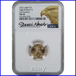 2021 Type 2 American Gold Eagle MS 70 NGC $5 First Releases Signed Jennie Norris