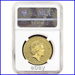 2021 U. K. 100 Pound 1 oz Gold Queen's Beast Completer Coin NGC MS70 FDI Great Br