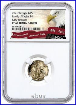 2021 W 1/10 oz Gold American Eagle Type 1 Proof $5 NGC PF69 UC ER Eagle Label