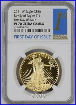 2021 W 1 oz Proof Gold Eagle NGC PF70 FIRST DAY OF ISSUE FDOI American Eagle $50