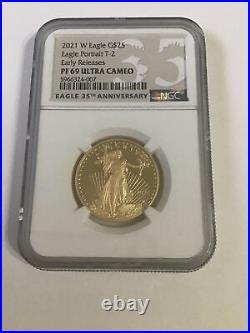 2021 W $25. Half Oz. Proof Gold Eagles NGC Early Release PF69 Ultra Cameo Type 2