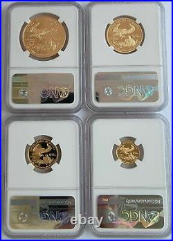 2021-W 4-Coin Set Proof Gold Eagles T-1 ER NGC PF70 Ultra Cameo No Reserve