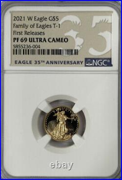 2021-W $5 First Releases Gold Eagle Type1 NGC PF69 Proof