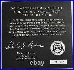 2021 W $5 Proof Gold Eagle Designer Edition 2 Coin Set NGC PF70 UCAM FDOI