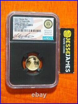 2021 W $5 Proof Gold Eagle Ngc Pf70 Miles Standish Signed Type 2 From Design Set