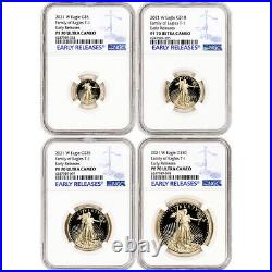 2021 W American Gold Eagle Proof 4-pc Year Set NGC PF70 UCAM Early Releases