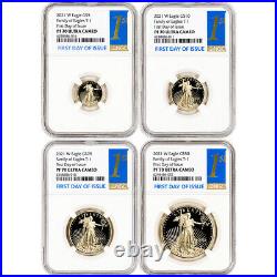 2021 W American Gold Eagle Proof 4-pc Year Set NGC PF70 UCAM First Day Issue