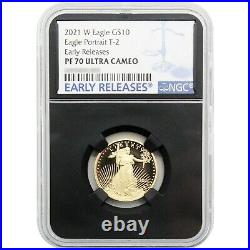 2021-W Proof $10 1/4oz Gold Eagle Type 2 Eagle Portrait PF70UC ER NGC Black Core
