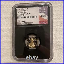 2021 W Proof Gold Eagles Set T-1 PF70UC 1st Day OF Issue NGC Mercanti Signed
