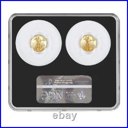 2021-W Proof T1 and T2 American Eagle 1/10 oz Gold Set Designer Edition NGC