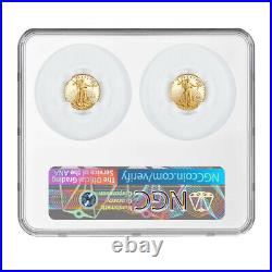 2021-W Proof T1 and T2 American Eagle 1/10 oz Gold Set Designer Edition NGC PF7