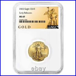 2022 $10 American Gold Eagle 1/4 oz NGC MS69 ER ALS Label