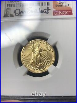 2022 $10 American Gold Eagle NGC MS70 1/4 Oz Don Everhart Signed