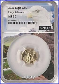 2022 $5 1/10oz Gold Eagle NGC MS70 Early Releases Eagle Core