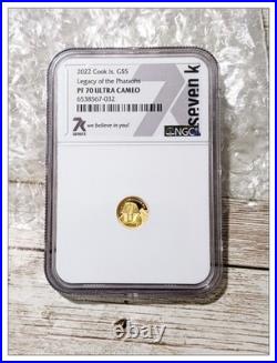 2022 $5 Cook Islands NGC PF70 Proof Cameo Legacy of Pharoahs 1/2g. 999 Gold Coin
