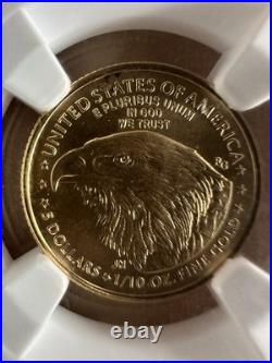 2022 $5 Gold Eagle 1/10 oz NGC MS 69 Mint Error Reverse Struck Thru Retained