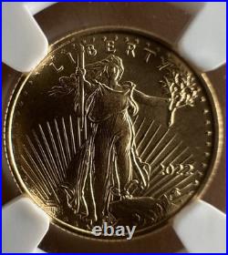 2022 $5 Gold Eagle 1/10 oz NGC MS 69 Mint Error Reverse Struck Thru Retained