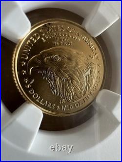 2022 $5 Gold Eagle 1/10 oz NGC MS 69 Mint Error Reverse Struck Thru Retained