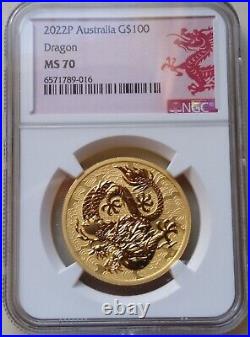 2022 AUSTRALIA Gold 1 oz. $100 Chinese Myths & Legends Dragon NGC MS70