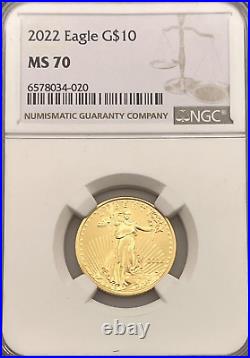 2022 American Gold Eagle, 1/4 oz, MS70 NGC
